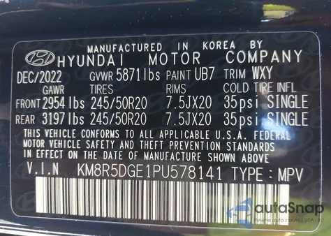 2023 Hyundai Palisade Limited z USA, uszkodzony, nr VIN KM8R5DGE1PU578141